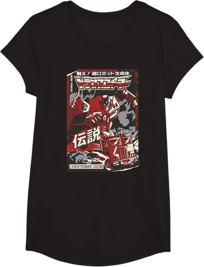 T-shirt Transformers Optimus Prime Capa de Banda Desenhada Japonesa Cybertroniana