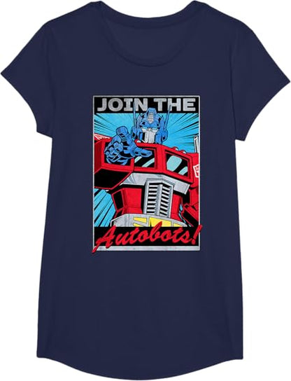 T-shirt com poster retro do Transformers Optimus Prime juntando-se aos Autobots