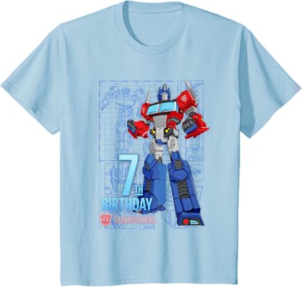 T-shirt de aniversário dos 7 anos do Optimus Prime dos Transformers