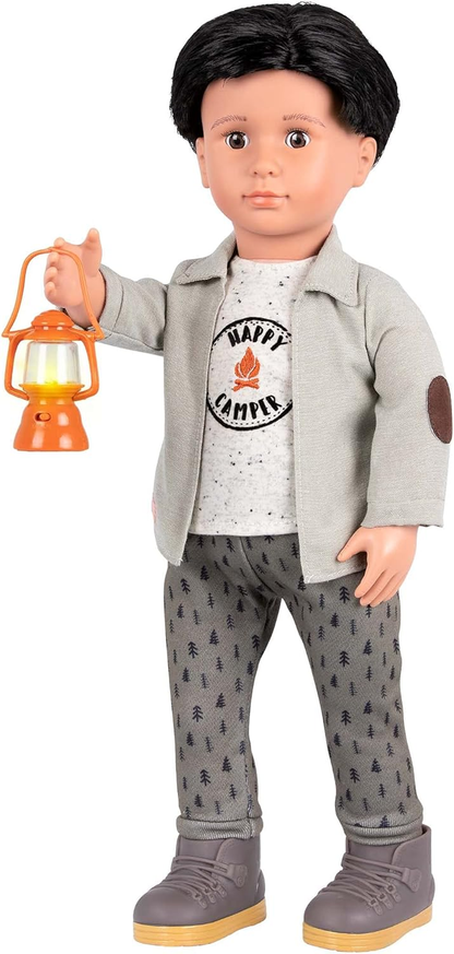 Conjunto de acampamento de luxo para rapaz com lanterna