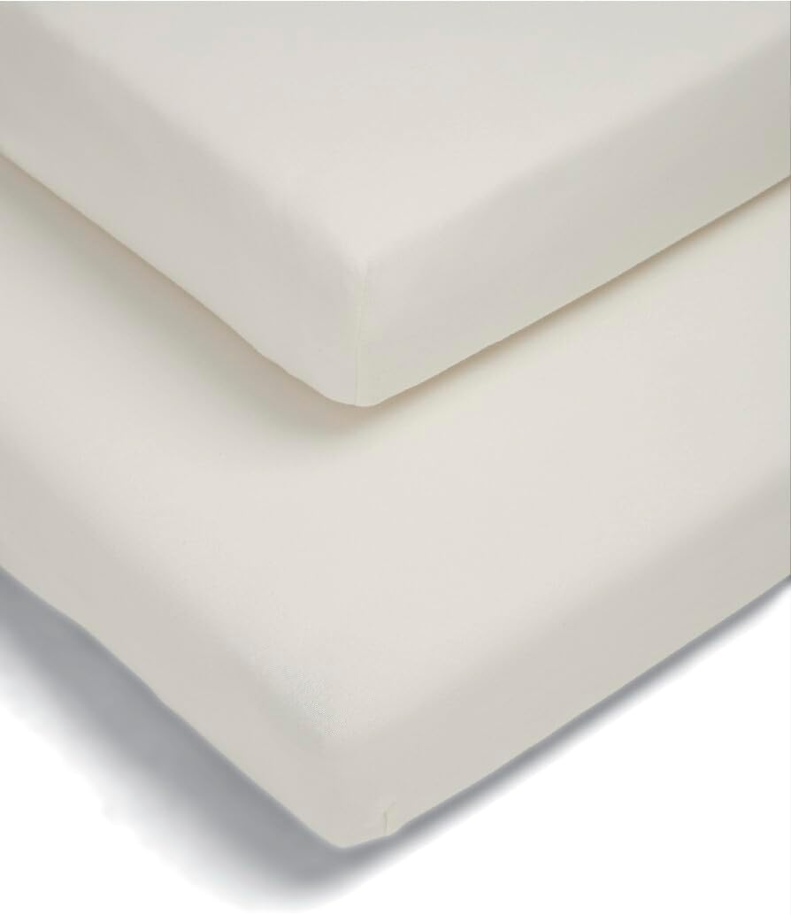 Pack de 2 lençóis ajustáveis para berço/cama Mamas & Papas, creme