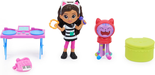 Gabby's Dollhouse, Kitty Karaoke Set com 2 bonecos de brinquedo, 2 acessórios, peça de entrega e mobiliário, brinquedos infantis para maiores de 3 anos