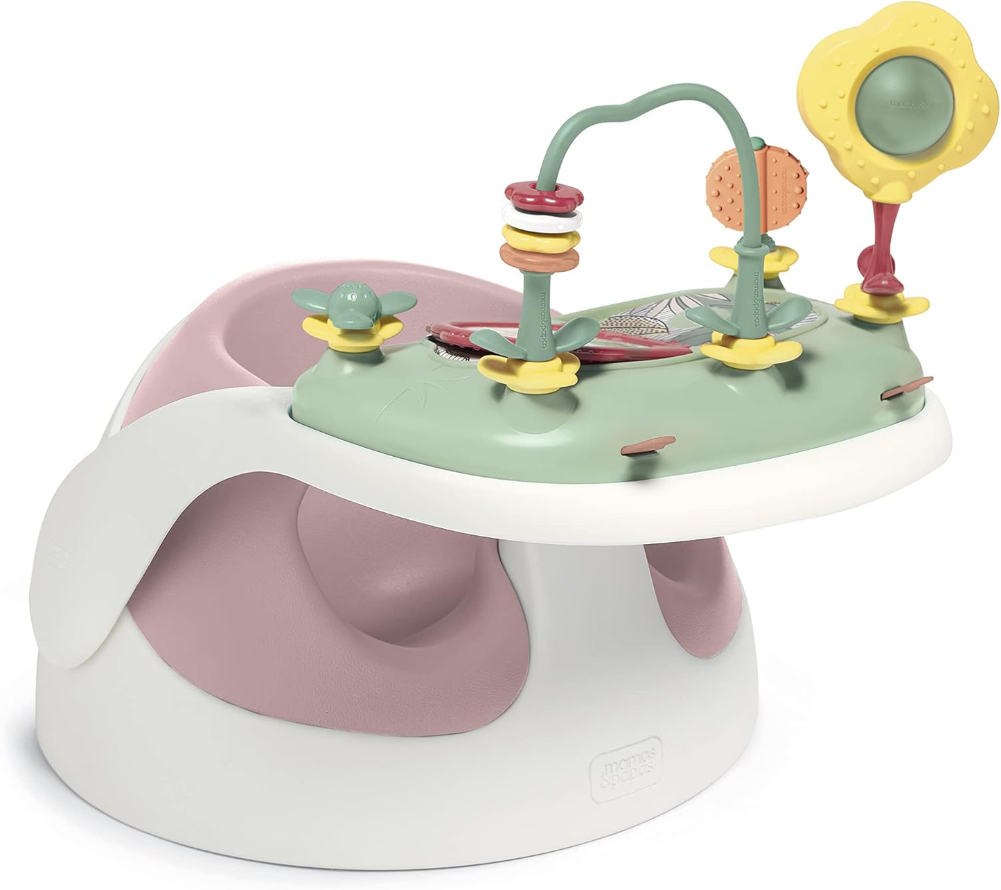 Assento confortável para bebé Mamas & Papas e tabuleiro de atividades com características ajustáveis, design de suporte, estável e fácil de limpar na cor Blossom (rosa), adequado de 3 a 12 meses aproximadamente