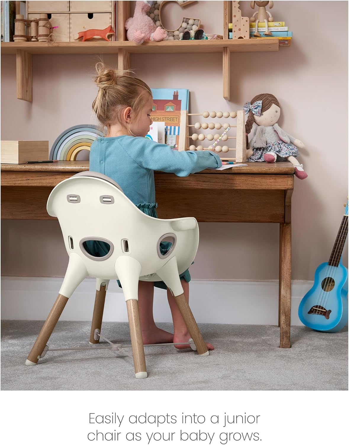 Cadeira de refeição Mamas & Papas Juice, adaptável, design fácil de limpar, leve e portátil, Croissant