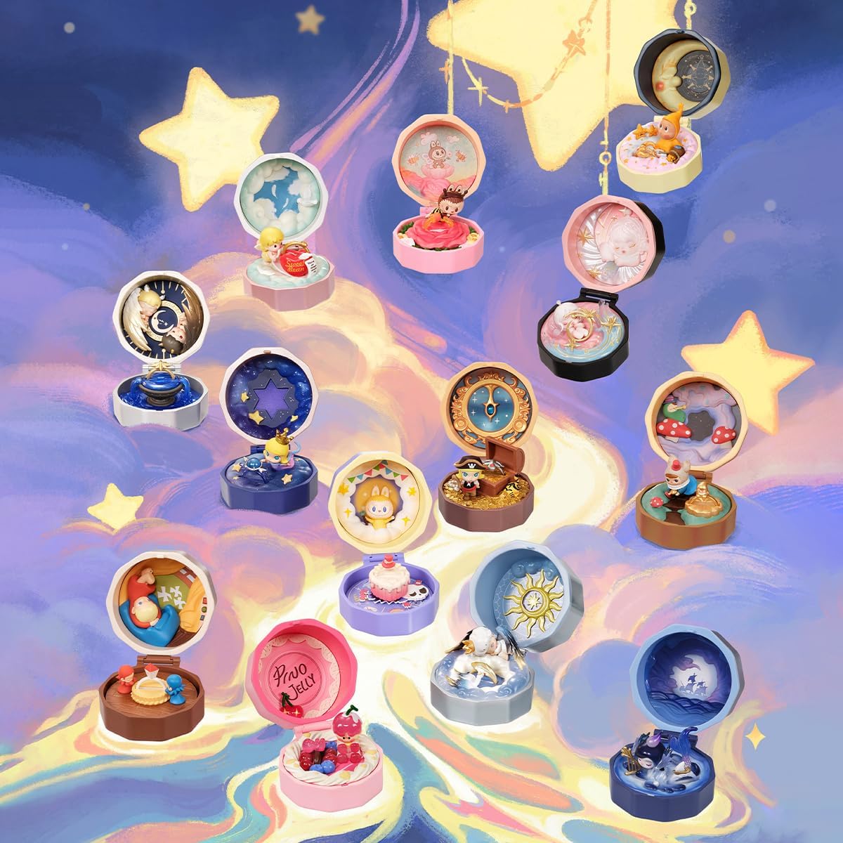 POP MART Caixa de Anel Romântico Série 4 Conjuntos de Cenas Conjunto Completo Articulado Personagem Design Premium Presentes para Mulheres Brinquedo Colecionável Favorito dos Fãs Figura de Ação de Brinquedo de Arte