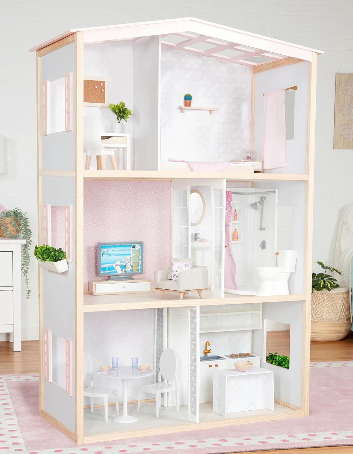 A Nossa Geração – Acessórios para Bonecas de 18 Polegadas – Conjunto de Brinquedos para Casa de Bonecas – Móveis Móveis – Quarto, Cozinha, Casa de Banho e Mais – Brincadeira de Faz de Conta 3+ Anos – Doce Lar