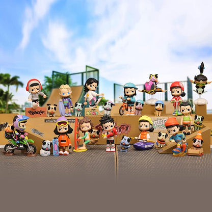 Conjunto POP MART VITA Radical Sports Series (12 caixas) 2,5 polegadas, personagem articulado, design premium, presentes para mulheres, caixa surpresa de decoração de mesa favorita dos fãs, brinquedo colecionável, arte, boneco de ação