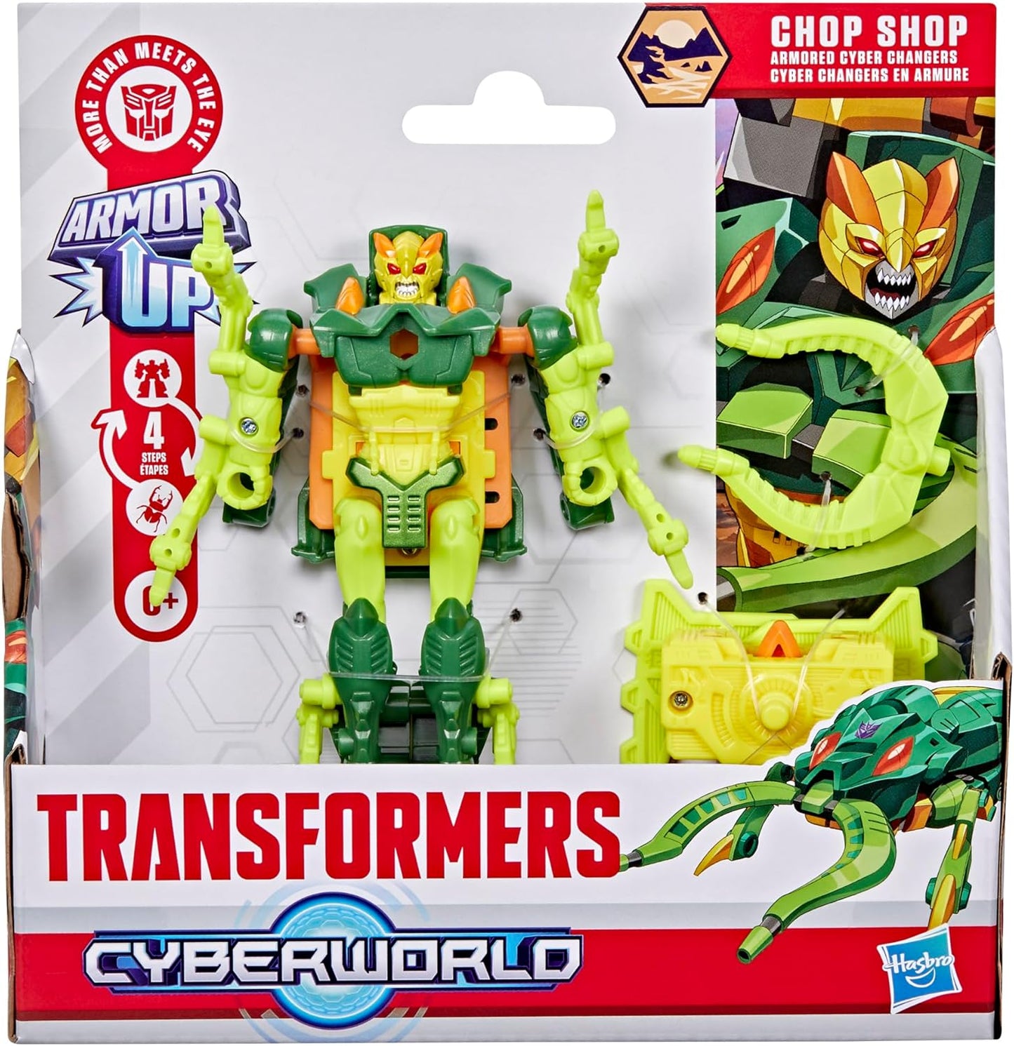 Figura de ação Transformers CYBERWORLD Armored Cyber Changers Chop Shop