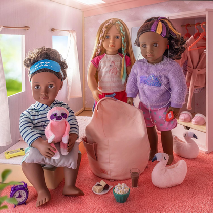 A Nossa Geração - Fato de Preguiça Sonolenta - Fato de Pijama e Peluche para Bonecas de 46 cm, Brinquedo de Peluche Preguiça, Acessórios para Dormir, Fato de Pijama com Capuz