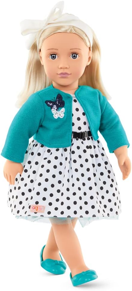 A Nossa Geração - Boneca retro de 46 cm com vestido de festa às bolinhas - Ruby