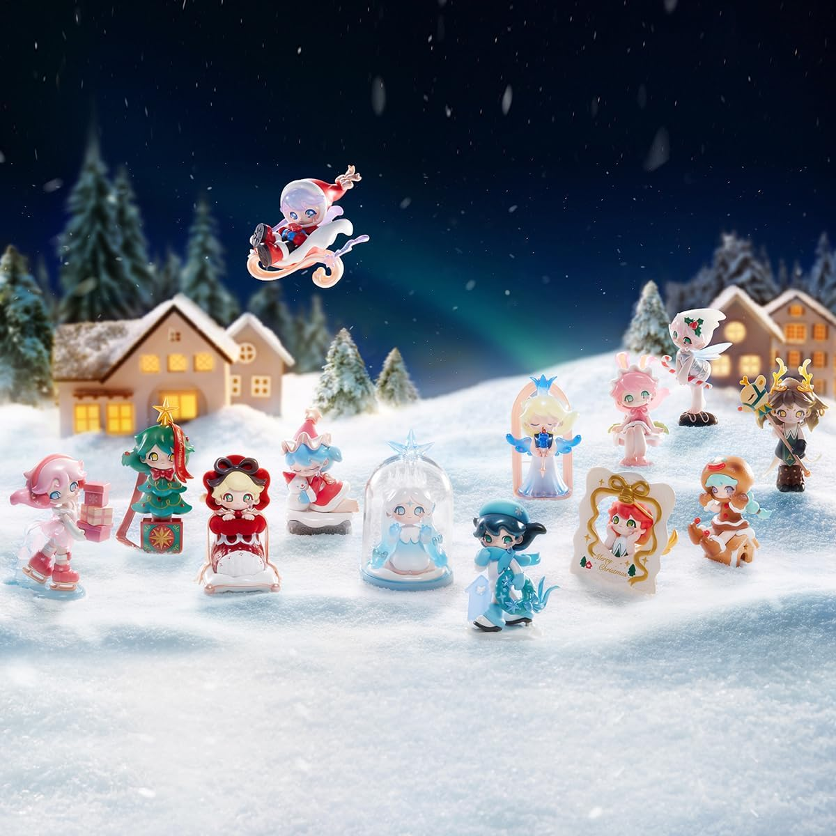 POP MART AZURA Bonecos da série Warm Christmas, 1 caixa, bonecos de ação exclusivos, brinquedo de arte colecionável popular, bonecos fofos, presente criativo para festa de aniversário de Natal