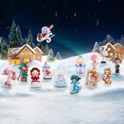 POP MART AZURA Bonecos da série Warm Christmas, 1 caixa, bonecos de ação exclusivos, brinquedo de arte colecionável popular, bonecos fofos, presente criativo para festa de aniversário de Natal