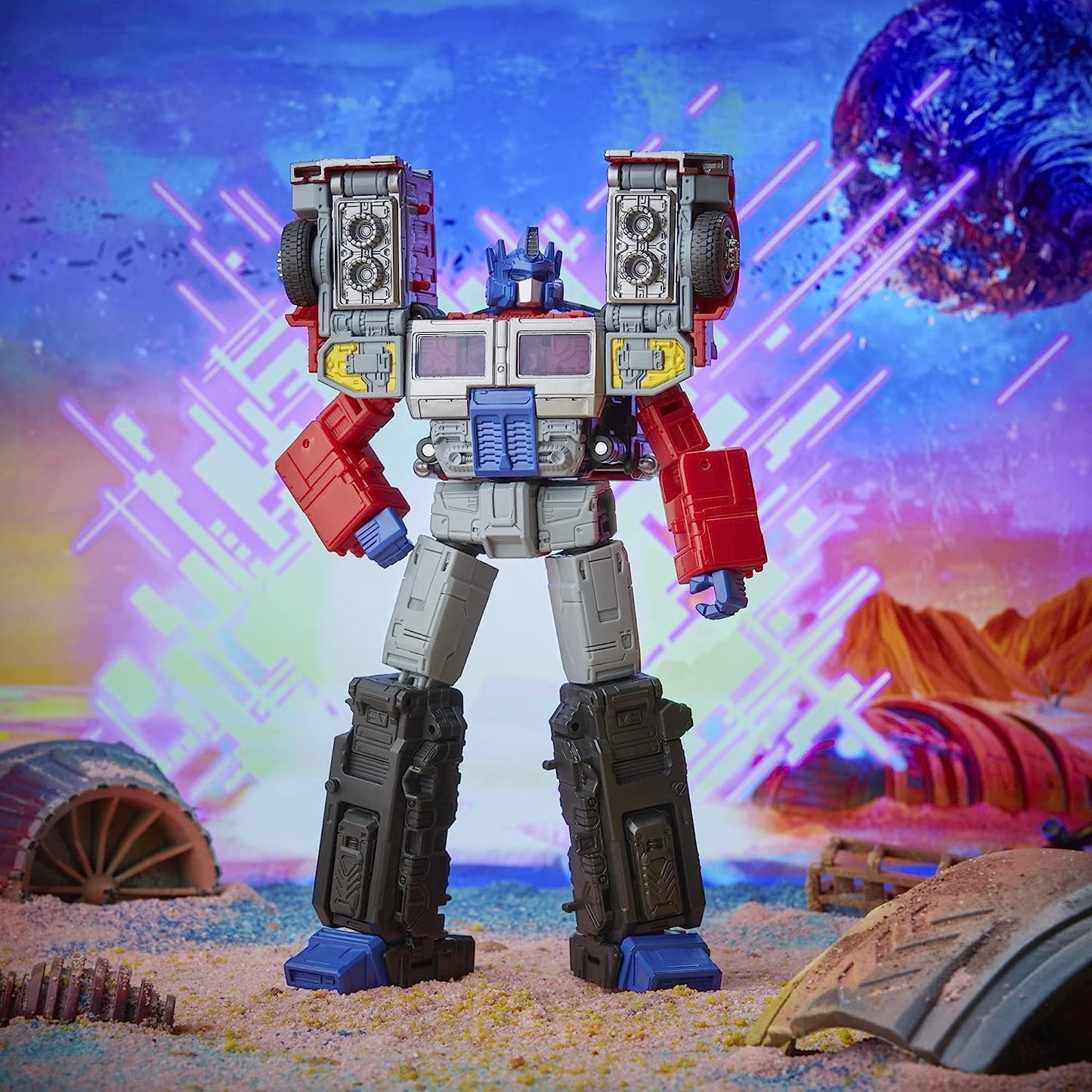 Transformers Toys Generations Legacy Series Leader G2 Universe Laser Optimus Prime Action Figure - Crianças a partir dos 8 anos