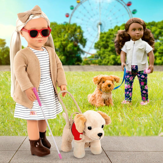 Boneca Nossa Geração com Cão de Estimação - Cão-Guia, Marlow e Labrador Dourado