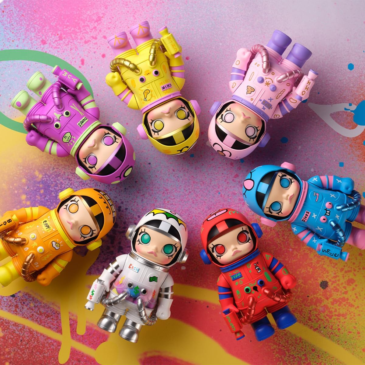 POP MART MEGA SPACE MOLLY 400% JON BURGERMAN SPACE CADETS Série Figura Articulada Personagem Design Premium Presentes para Mulheres Brinquedo Colecionável Favorito dos Fãs Figura de Ação 1PC