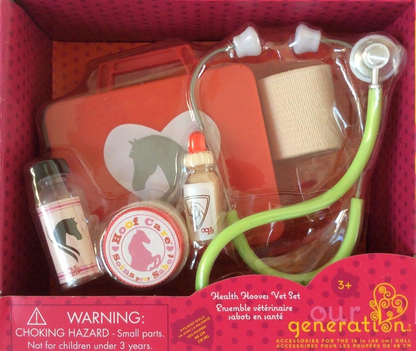 Our Generation Healthy Hooves Vet Set – Kit veterinário para cuidados com cavalos para bonecas de 45 cm – Conjunto de 6 acessórios veterinários