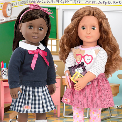 Roupa de cachorrinho com estampado gráfico da Our Generation Dolls, com sapatos, Surtido, roupa de boneca de 21,5 cm, inclui acessórios elegantes, design adorável e divertido para brincadeiras imaginativas das crianças