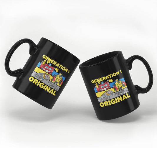 Caneca de café original Transformers Geração 1, oficialmente licenciada (preta)