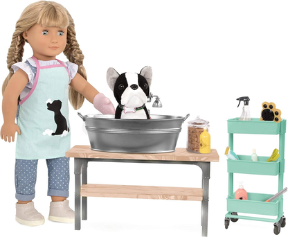 Acessórios para bonecas e animais de estimação Our Generation - Conjunto de higiene para animais de estimação - para bonecas de 46 cm - para idades entre os 3, 4 anos ou mais