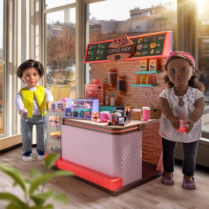 A Nossa Geração – Acessórios para Bonecas de 18 Polegadas – Conjunto de Brinquedos para Cafetaria – Artigos Alimentares – Brincadeira de Faz de Conta 3+ Anos – Love U Latte