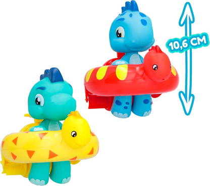 BLOOPIES Floaties Dinos 2 bonecos aquáticos Atlas e Artie; Eles esguicham água e fazem bolhas - Brinquedo de banho para meninos e meninas