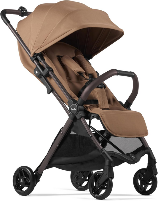 Silver Cross - Jet 5 Compact Travel System Ultimate Bundle - Carrinho de viagem, cadeira auto Dream i-Size, tabuleiro para snacks e suporte para telemóvel - Carrinho de passeio dobrável leve - Recém-nascido a 4 anos - Canela