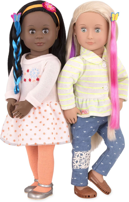 A Nossa Geração Presa no Clip – Conjunto de Acessórios de Extensões de Cabelo Glamourosas para Bonecas de 18 Polegadas – Conjunto de Penteados com 26 Peças