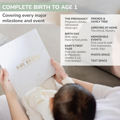 Livro de Memórias e Diário de Gravidez Tiny Trees® para Bebés – Presente de recordação para chás de bebé | Registar marcos, crescimento mensal e árvore genealógica - Diário para futuras mamãs, papás e pais