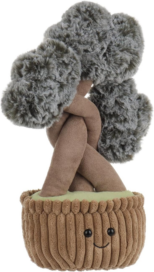 Bichos de peluche em vaso de cordeiro damasco, pinheiro e cipreste, peluches macios para bebés, meninas e meninos, brinquedos de peluche para crianças, pinheiro e cipreste em vaso castanho fofo, 12,3 polegadas