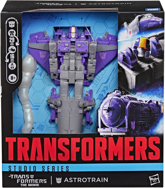 Transformers Studio Series Astrotrain do filme, Figura de ação transformável Classe Líder de 17 cm, Brinquedo Robô para maiores de 8 anos