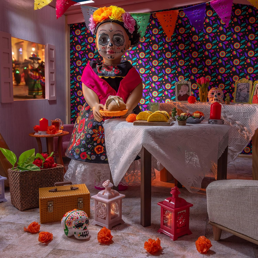 A Nossa Geração – Boneca Día de los Muertos Edição Especial de 45 cm – Coroa de Flores e Pintura Facial Assinatura Calavera – Vestido Autêntico com Detalhes Florais – Esperanza