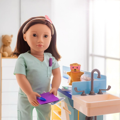 A Nossa Geração – Fato de Fardamento Hospitalar – Acessórios de Médico – Roupa de Boneca de 18 Polegadas – Brincadeira de Faz de Conta – Brinquedos para Crianças a partir dos 3 Anos – Cirurgião Doce