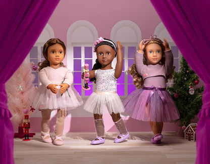 Our Generation Boneca bailarina Carlota de 45 cm com braços e pernas giratórias, características realistas, roupa de ballet e acessórios - ideal para brincadeiras criativas e aventuras de estilo