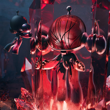 POP MART MEGA α SKULLPANDA 400% Cristal Vermelho Articulado Personagem Design Premium Presentes para Mulheres Brinquedo Colecionável Favorito dos Fãs Figura de Acção de Brinquedo