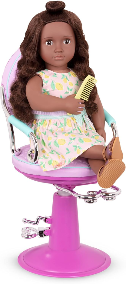 Our Generation – Conjunto de cadeira de salão ajustável – Secador de cabelo e ferramentas de modelação – Acessórios para bonecas de 45 cm – Brincadeira de faz de conta – Brinquedos para crianças a partir dos 3 anos – Cadeira de salão bonita e sentada
