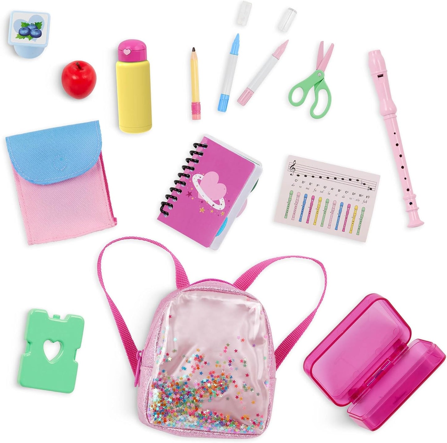 Our School Ready Generation - Conjunto de Mochila e Material Escolar para Bonecas de 18 Polegadas - Conjunto de Mochila e Acessórios para Bonecas de 16 Peças para Crianças a partir dos 3 Anos, Acessórios para Bonecas Infantis
