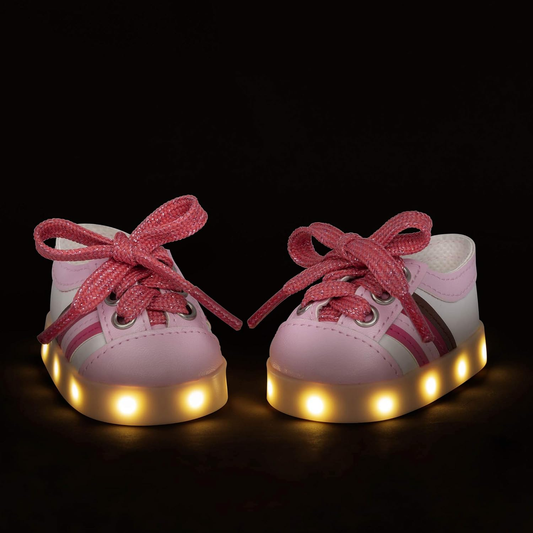 Sapatos Rainbow Delight da Our Generation – Ténis cor-de-rosa com luzes para bonecas de 45 cm – 1 par de sapatos