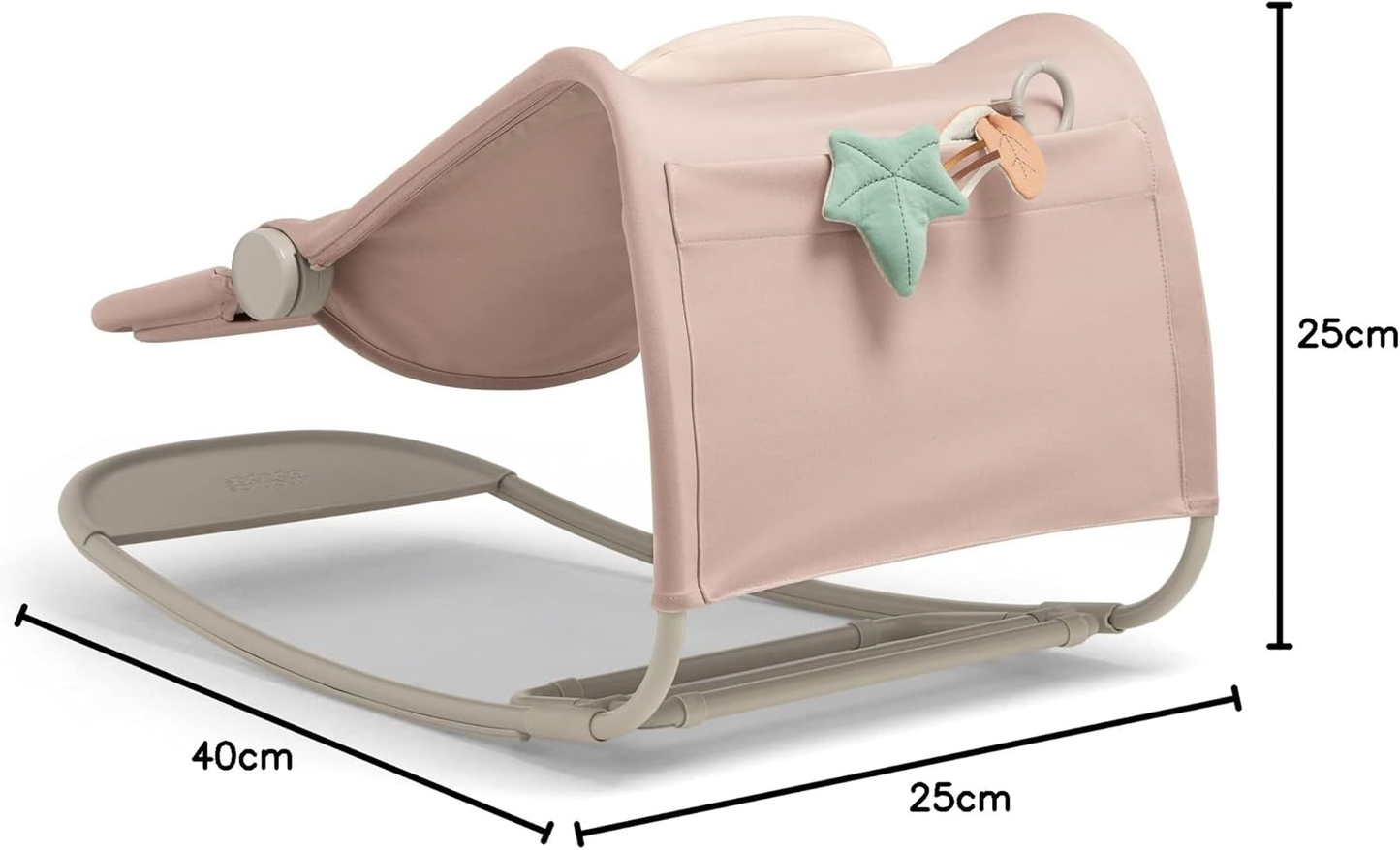 Mamas & Papas Tempo 3 em 1 Rocker/Bouncer, leve, com cinto de 3 pontos e barra de brinquedos magnética facilmente removível, Blush