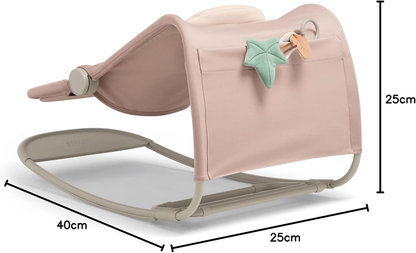 Mamas & Papas Tempo 3 em 1 Rocker/Bouncer, leve, com cinto de 3 pontos e barra de brinquedos magnética facilmente removível, Blush