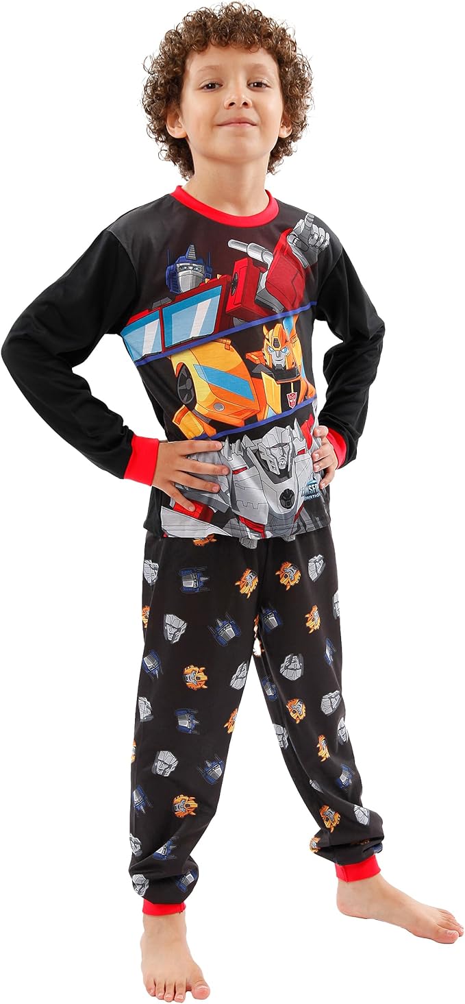 Pijamas Transformers | Pijamas Bumblebee e Optimus Prime para menino | Conjuntos de pijama de manga comprida para menino | Dos 3 aos 10 anos