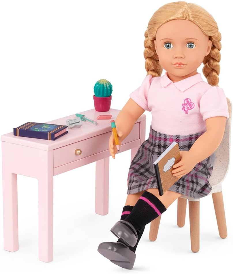 A Nossa Geração – Mobiliário para Casa de Bonecas – Conjunto de Mesa e Cadeira para Casa – Acessórios para Bonecas de 18 Polegadas – Brincadeiras de Faz de Conta – Brinquedos para Crianças a partir dos 3 anos – Conjunto de Escritório OG Working Wonder