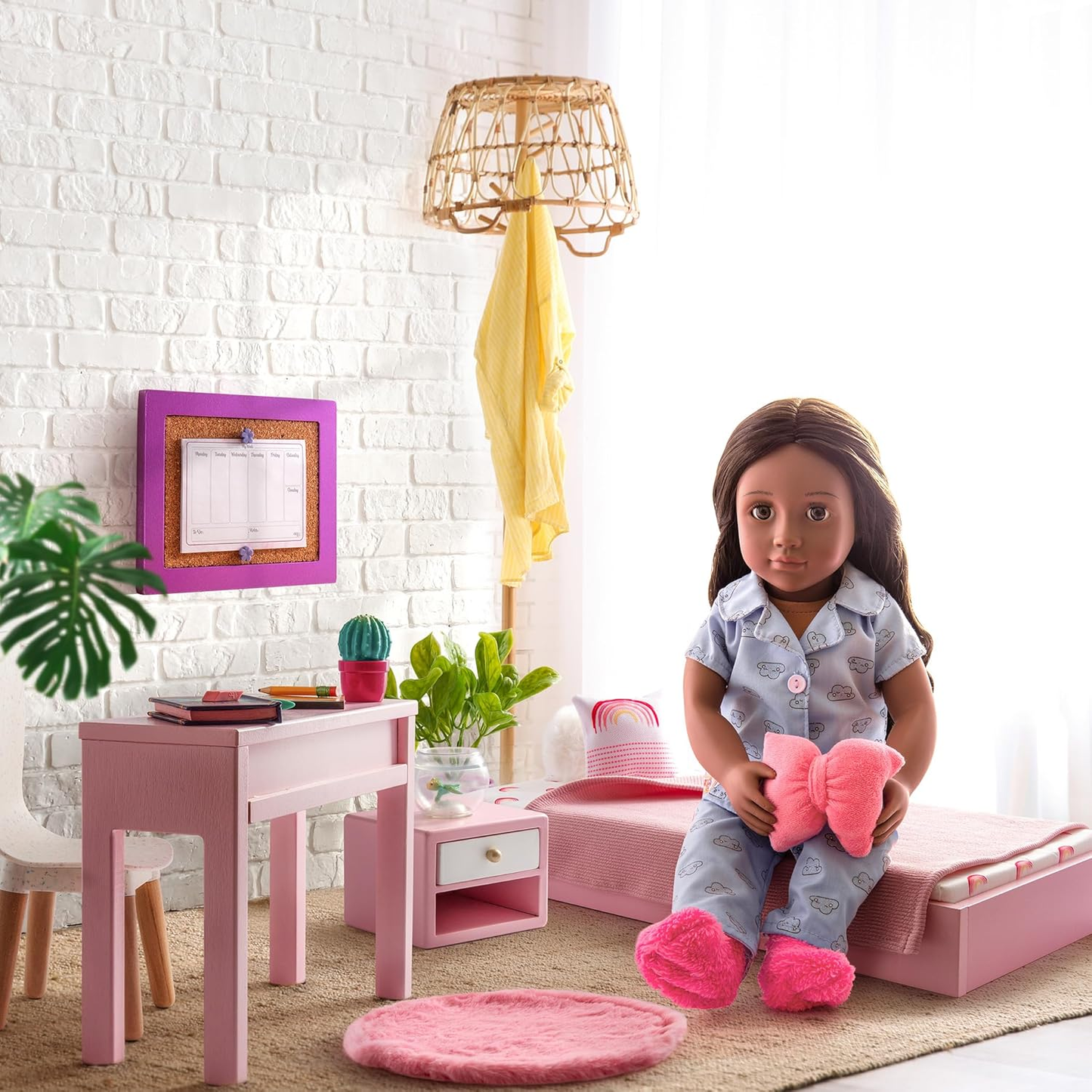 Conjunto de quarto Sweet Snuggles da Our Generation OG - Móveis para casa de bonecas de 45 cm - Conjunto de 10 peças