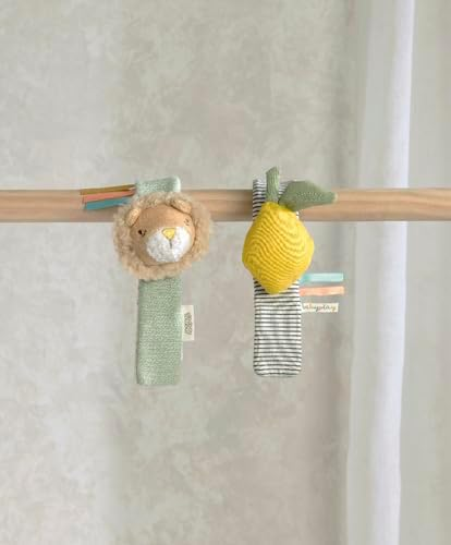 Chocalho de pulso Mamas & Papas Baby/Toddler, pacote de 2 - Babyplay Lion