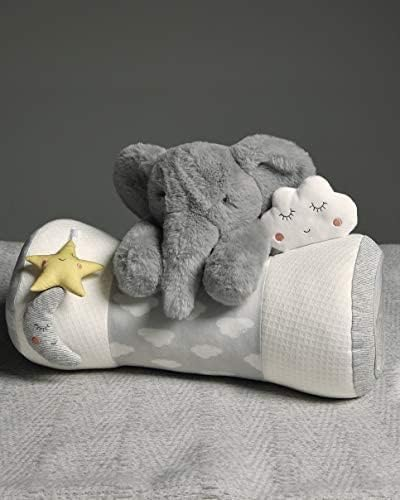 Mamas & Papas Tummy Time Roll, Almofada Interativa Suave para Bebé com Chocalho Integrado, Dream Upon A Cloud