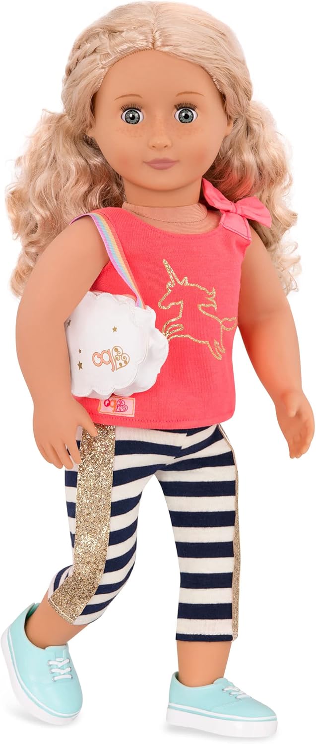 Nossa Geração Desejo Realizado – Conjunto de Moda Unicórnio Brilhante para Bonecas de 18 Polegadas – Conjunto de Roupas de 4 Peças