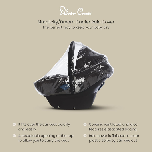 Cruz de Prata | Capa de chuva Simplicity/Dream Carrier | Capa de chuva para carrinho de bebé | Sistema de viagens | Limpar | Ventilado