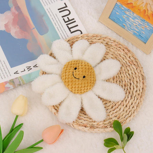 Chocalho de cordeiro damasco margarida chocalho macio para bebés para meninos e meninas, brinquedo de peluche adorável chocalho de peluche para recém-nascidos, 0-3 meses, 0-6 meses e acima, 7,9 polegadas (branco)