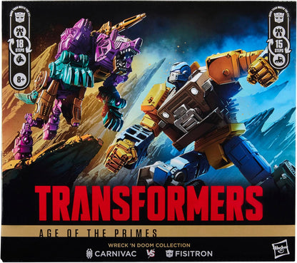 Transformers Age of the Primes Wreck ‘n Doom Collection - Conjunto com 2 figuras de acção transformáveis: Fisitron e Carnivac