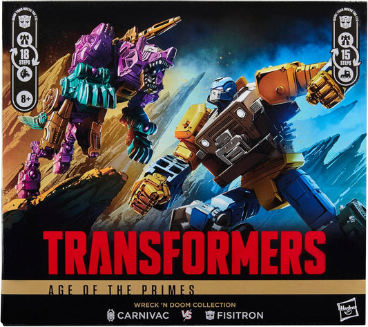 Transformers Age of the Primes Wreck ‘n Doom Collection - Conjunto com 2 figuras de acção transformáveis: Fisitron e Carnivac