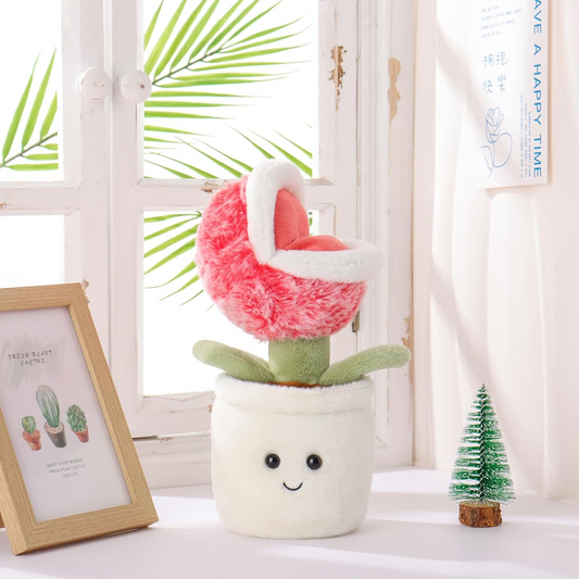 Damasco Cordeiro Suculento Flor em Vaso Peluche Planta Chomper Bichos de Peluche para Crianças, Brinquedos de Peluche Macios e Fofos para Bebés Meninas e Meninos, Fofo Flor em Vaso Chomper Planta 9,1 Polegadas
